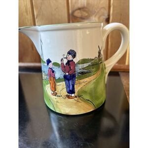 Antique G.S. Zell Germany Hand Painted Dutch Scene Cream‎ Pitcher